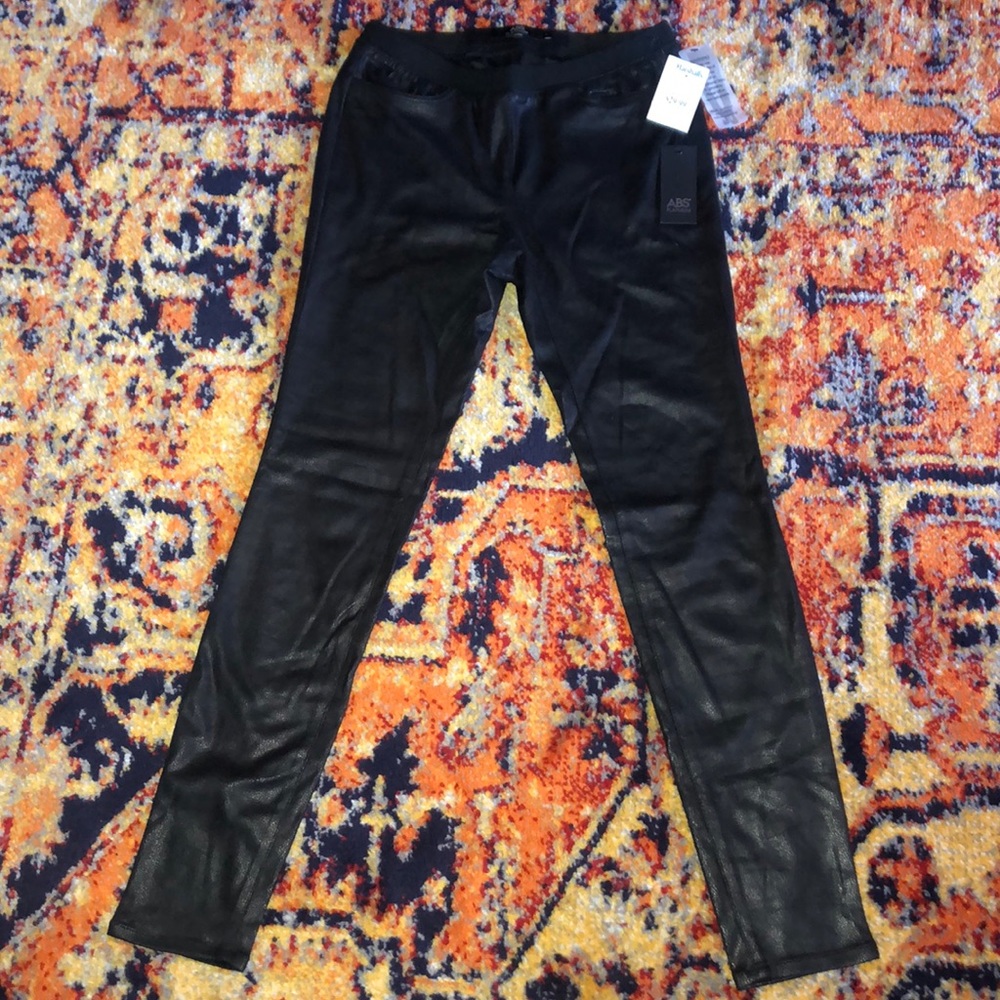 ABS Platinum black faux leather skinny pants sz 2